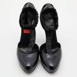 Burberry Black Patent Leather Pleated T Strap Pumps Size 39