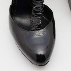 Burberry Black Patent Leather Pleated T Strap Pumps Size 39