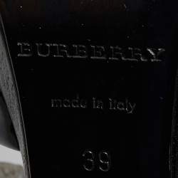 Burberry Black Patent Leather Pleated T Strap Pumps Size 39