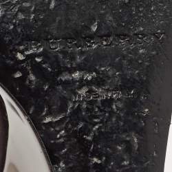 Pre Owned Burberry Plum Suede T Strap Wedge Sandals Size  37