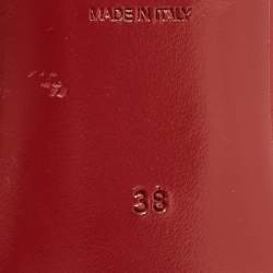 Pre Owned Burberry Red Leather Chain Embellished Pumps Size 38