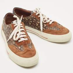 Pre Owned Burberry Multicolor Housecheck Canvas and Leather low top Sneakers Size 38