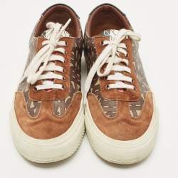 Pre Owned Burberry Multicolor Housecheck Canvas and Leather low top Sneakers Size 38