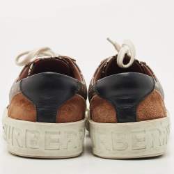 Pre Owned Burberry Multicolor Housecheck Canvas and Leather low top Sneakers Size 38