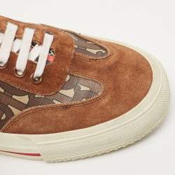 Pre Owned Burberry Multicolor Housecheck Canvas and Leather low top Sneakers Size 38