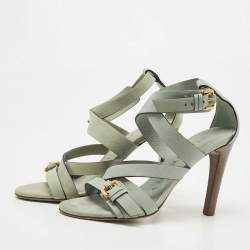 Pre Owned Burberry Blue Nubuck Leather Strappy Sandals Size 37 