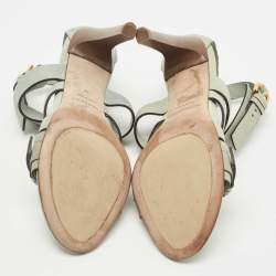 Pre Owned Burberry Blue Nubuck Leather Strappy Sandals Size 37 