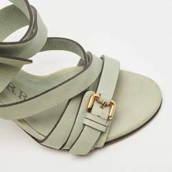 Pre Owned Burberry Blue Nubuck Leather Strappy Sandals Size 37 