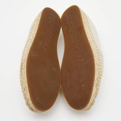 Pre Owned Burberry Off-White Cream Woven Fabric Tabitha Espadrille Flats Size 36.5