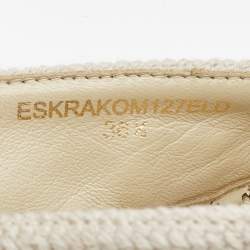 Pre Owned Burberry Off-White Cream Woven Fabric Tabitha Espadrille Flats Size 36.5