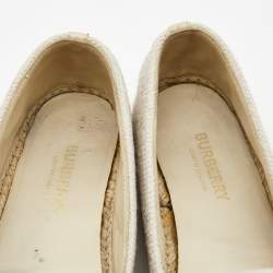 Pre Owned Burberry Off-White Cream Woven Fabric Tabitha Espadrille Flats Size 36.5