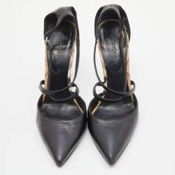 Pre Owned Burberry Black Leather Pointed Toe Ankle Strap Pumps Size 40