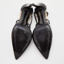 Pre Owned Burberry Black Leather Pointed Toe Ankle Strap Pumps Size 40