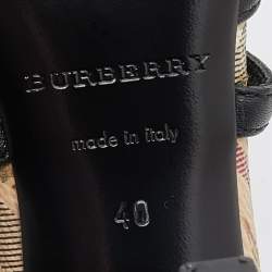 Pre Owned Burberry Black Leather Pointed Toe Ankle Strap Pumps Size 40