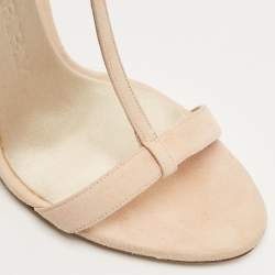 مملوكة مسبقًا Burberry Blush Pink Suede Leyburn Lucite Wedge Sandals Size 38