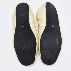 Pre Owned Burberry Gold Quilted Leather Ballet Flats Size 39
