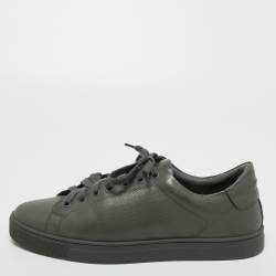 Pre Owned Burberry Grey Perforated Leather Albert Sneakers Size 40.5