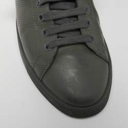 Pre Owned Burberry Grey Perforated Leather Albert Sneakers Size 40.5