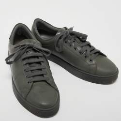 Pre Owned Burberry Grey Perforated Leather Albert Sneakers Size 40.5
