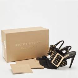 Burberry Black Suede Stud Embellished Padstow Sandals Size 37