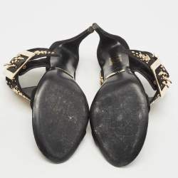 Burberry Black Suede Stud Embellished Padstow Sandals Size 37