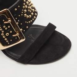 Burberry Black Suede Stud Embellished Padstow Sandals Size 37