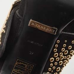 Burberry Black Suede Stud Embellished Padstow Sandals Size 37