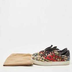 Burberry Multicolor Printed Canvas Low Top Sneakers Size 39
