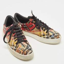 Burberry Multicolor Printed Canvas Low Top Sneakers Size 39