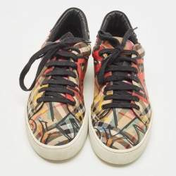 Burberry Multicolor Printed Canvas Low Top Sneakers Size 39