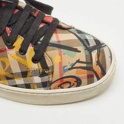 Burberry Multicolor Printed Canvas Low Top Sneakers Size 39