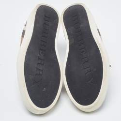 Burberry Black/Beige Canvas and Leather Low Top Sneakers Size 39.5