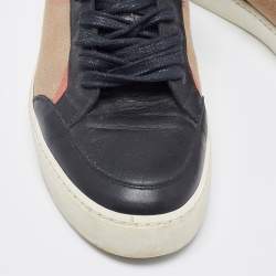 Burberry Black/Beige Canvas and Leather Low Top Sneakers Size 39.5