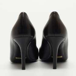 Pre Owned Burberry Black/Beige Canvas and Leather Cap Top Pumps Size 38