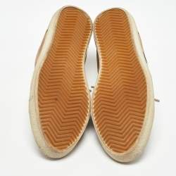 Burberry Brown Leather and Nova Check Canvas Low Top Sneakers Size 38