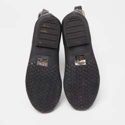 Pre Owned Burberry Black Nova Check Detail Belted Rain Boots Size 35