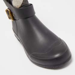 Pre Owned Burberry Black Nova Check Detail Belted Rain Boots Size 35