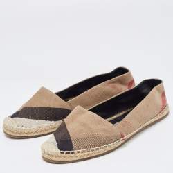Burberry Brown Nova Check Canvas Espadrille Flats Size 38