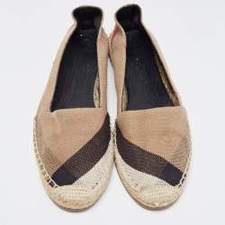 Burberry Brown Nova Check Canvas Espadrille Flats Size 38