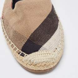 Burberry Brown Nova Check Canvas Espadrille Flats Size 38