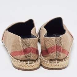 Burberry Brown Nova Check Canvas Espadrille Flats Size 38