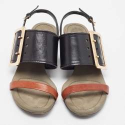 Burberry Two Tone Leather Slingback Sandals Size 36.5