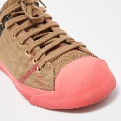 Pre Owned Burberry Pink/Beige Check Canvas And Rubber Low Top Sneakers Size 40
