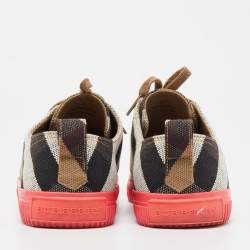 Pre Owned Burberry Pink/Beige Check Canvas And Rubber Low Top Sneakers Size 40