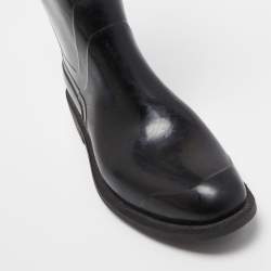 Pre Owned Burberry Black Rubber Wellington Rain Boots Size 38