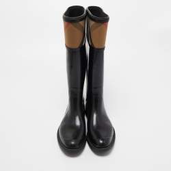 Pre Owned Burberry Black Rubber Wellington Rain Boots Size 38