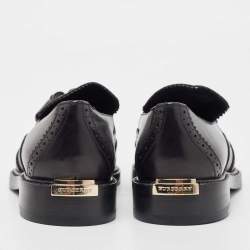 Pre Owned Burberry Black  Brogue Leather Tassel Detail Loafers Size 36