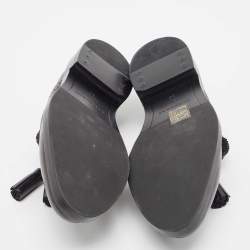 Pre Owned Burberry Black  Brogue Leather Tassel Detail Loafers Size 36