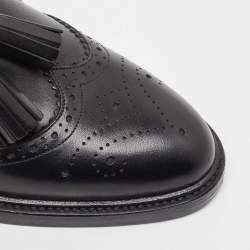 Pre Owned Burberry Black  Brogue Leather Tassel Detail Loafers Size 36