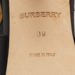 Burberry Black/Beige Leather and Logo Canvas Maria Slingback Pumps Size 39